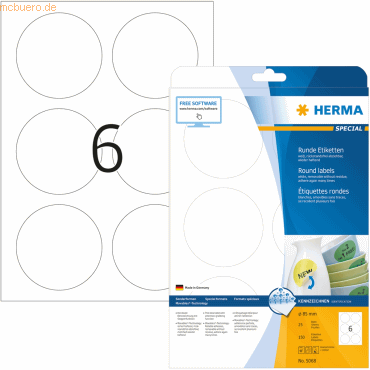 HERMA Etiketten weiß Movables/ablösbar Durchmesser 8,5mm Special A4 VE