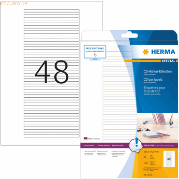 4008705050784 - Etiketten 5078 1143 x 55 mm weiß Superprint für CD Hüllen 4008705050784 5078 25 Blatt 4008705050784 - Etiketten 5078 1143 x 55 mm weiß Superprint für CD Hüllen 4008705050784 5078 25 Blatt