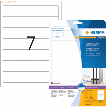 HERMA Ordneretiketten weiß 192x38mm Special A4 VE=175 Stück