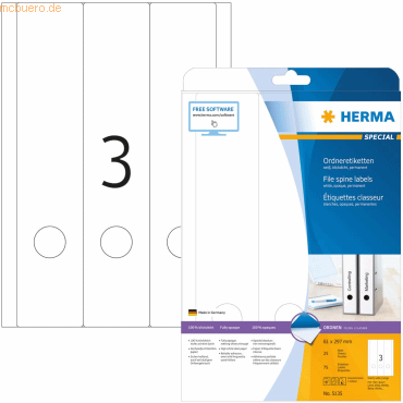 HERMA Ordneretiketten weiß 61x297mm Special A4 VE=75 Stück