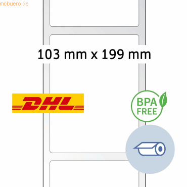 4008705583015 - 8 x HERMA Rollenetiketten 103x199mm Thermo DHL-Versandetikett weiß VE= 4008705583015 - 8 x HERMA Rollenetiketten 103x199mm Thermo DHL-Versandetikett weiß VE=