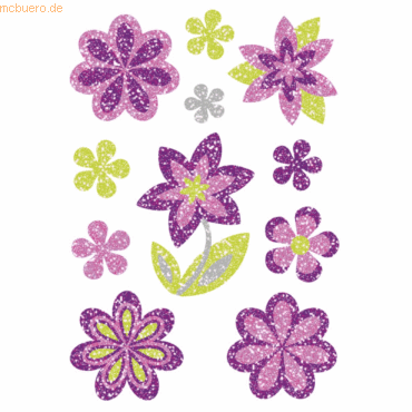 4008705062930 - 10 x HERMA Schmucketikett Magic Blumen Diamond Glittery Folie