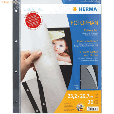 HERMA Fotokarton 230x297mm schwarz VE=20 Blatt