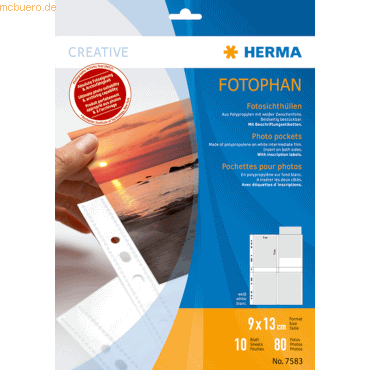 HERMA Fotophan-Sichthüllen 9x13cm hoch weiß VE=10 Hüllen