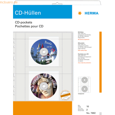 HERMA CD-Hüllen transparenter Folie inkl. Papierhüllen VE=10 Stück