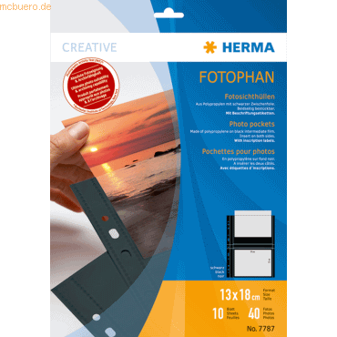 HERMA Fotophan-Sichthüllen 13x18cm quer schwarz VE=10 Hüllen