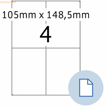 4008705084048 - HERMA Etiketten A4 Papier weiß 105x14850mm 500 Blatt 2000 Etiketten