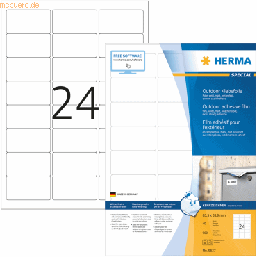 Herma Etiketten 63,5x33,9 mm weiß extrem stark haftend Folie matt wett