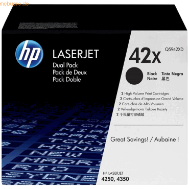 0882780984905 - Hewlett Packard No 42XD HP42XD 42XD Dual Pack Black Schwarz Cartridge (Q5942XD) (Q5942XD)