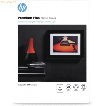 HP Fotopapier Premium Plus Satin A4 297g/qm VE=20 Blatt