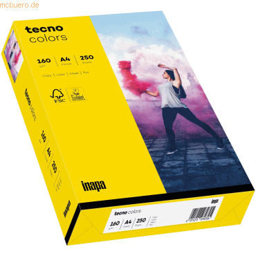 4011211078951 - Farbiges Kopierpapier tecno colors DIN A4 160 g m² intensivgelb 1 Paket = 250 Blatt