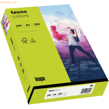 5 x Inapa Multifunktionspapier tecno colors A4 160 g/qm VE=250 Blatt l