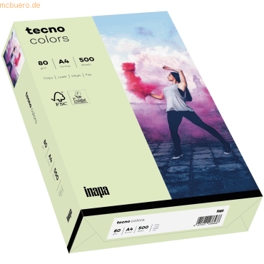 4011211076919 - Farbiges Kopierpapier tecno colors DIN A4 80 g m² hellgrün 1 Paket = 500 Blatt