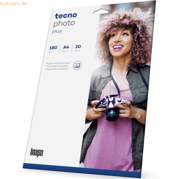Tecno Foto-Papier Photo Plus A4 180 g/qm hochglänzend weiß 20 Blatt