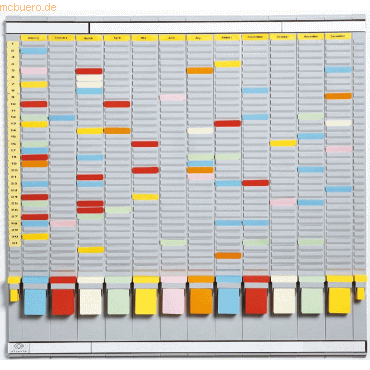 Jalema T-Kartentafel Jahresplantafelset 12 Elemente mit 35 Schlitzen