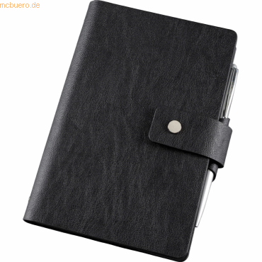 4021068168002 - Notizbuch A6 mit Ringmechanik Lederimitat schwarz