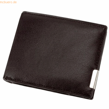 4021068421312 - Geldbörse mit Metallemblem Querformat 10x8cm Leder schwarz