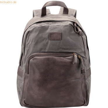 4021068473014 - Rucksack Sensation 32x44x16cm Canvas-Lederimitat-Mix grau braun