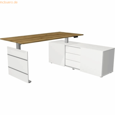 4044917444560 - Komplettarbeitsplatz Move 3 180x80x72-120 mit Sideboard silbe