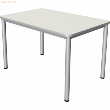 4044917444034 - Prime Schreibtisch weiß rechteckig 4-Fuß-Gestell silber 1200 x 800 cm