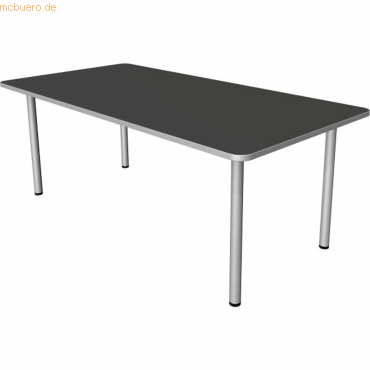 4044917444140 - Prime Schreibtisch anthrazit rechteckig 4-Fuß-Gestell silber 2000 x 1000 cm