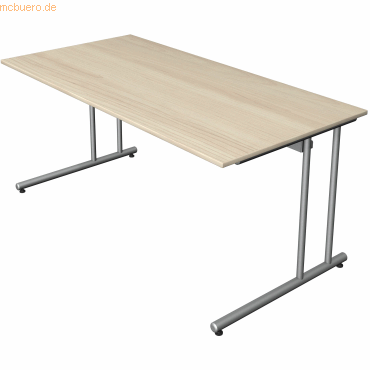 4044917444317 - Schreibtisch start up Fuß silber BxT 160x80cm ahorn