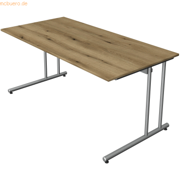 4044917444324 - Schreibtisch start up Fuß silber BxT 160x80cm eiche
