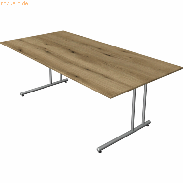 4044917444348 - Schreibtisch start up Fuß silber BxT 180x80cm eiche
