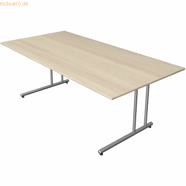 4044917444355 - Schreibtisch start up Fuß silber BxT 200x100cm ahorn