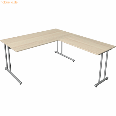 4044917444379 - Schreibtisch start up Fuß silber BxT 160x180cm ahorn