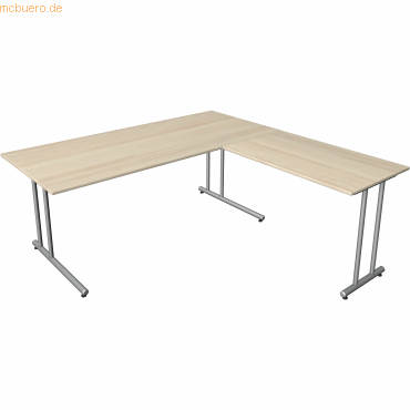 4044917444393 - Schreibtisch start up Fuß silber BxT 180x180cm ahorn