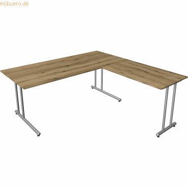 4044917444409 - Schreibtisch start up Fuß silber BxT 180x180cm eiche