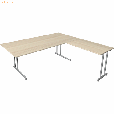 4044917444416 - Schreibtisch start up Fuß silber BxT 200x200cm ahorn
