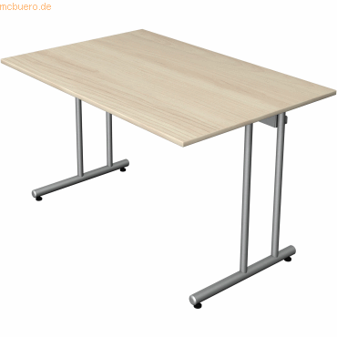 4044917444454 - Schreibtisch start up Fuß silber 120x80x75cm ahorn
