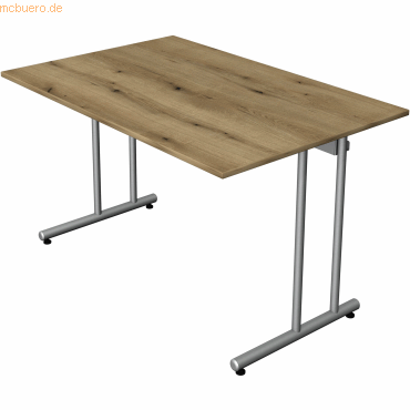 4044917444461 - Schreibtisch start up Fuß silber 120x80x75cm eiche