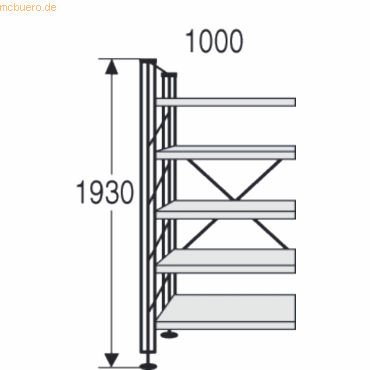 4044917005105 - Bibliotheks-Regal libra Regalfeld BxTxH 100x25x193cm Holzböde