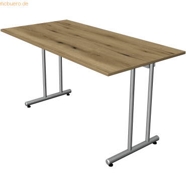 4044917441101 - Schreibtisch Smart office 11188255 65-130cm (H) 140x70cm (BxT) rechteckig eiche   silber 4044917441101 Kerkmann