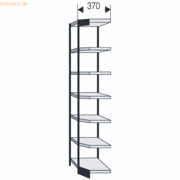 4044917040007 - Büro-Regalsystem ohne Rückwand Regalhöhe 2600 mm Eck-Anbauregal Breite x Tiefe 670 x 300 mm