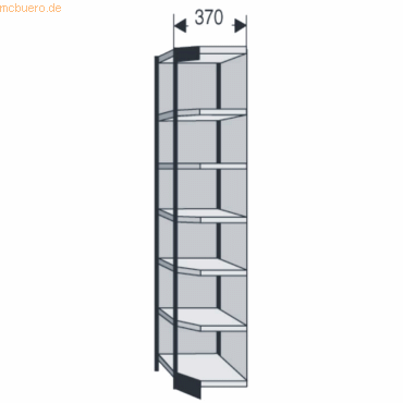 4044917046405 - Büro-Regalsystem mit Rückwand Regalhöhe 2600 mm Eck-Anbauregal Breite x Tiefe 670 x 300 mm