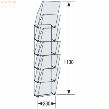 4044917078307 - Wandmagazin Concept BxTxH 23x19x113cm 6 Fächer transparent