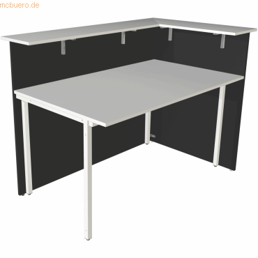 4044917431157 - Anbau-Theke Atlantis2 Ecktheke 147x92x108cm weiß anthrazit