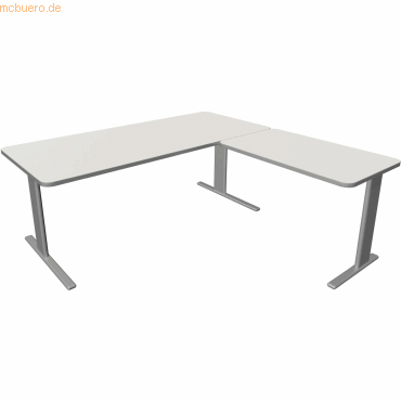 4044917438293 - Schreibtisch Unic BxTxH 180x80x75cm Anbautisch 100x60cm weiß 4044917438293 - Schreibtisch Unic BxTxH 180x80x75cm Anbautisch 100x60cm weiß
