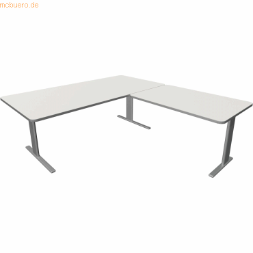4044917438323 - Schreibtisch Unic BxTxH200x100x75cm Anbautisch 120x80cm weiß 4044917438323 - Schreibtisch Unic BxTxH200x100x75cm Anbautisch 120x80cm weiß