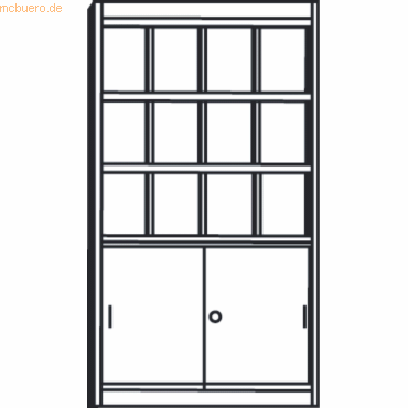 4044917098701 - Prospektschrank Print 12xA4 2 OH BxTxH 97x42x191cm lichtgrau