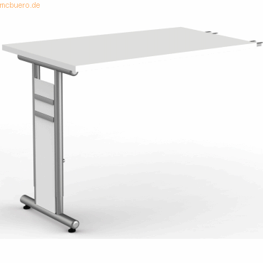 4044917431447 - Anbautisch höhenverstellbar Priola weiß silber rechteckig 1000 x 600 x 680 - 820 cm