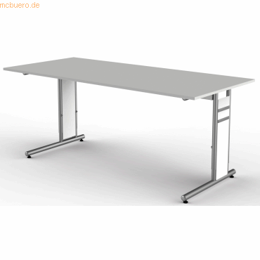 4044917431393 - Priola höhenverstellbarer Schreibtisch lichtgrau rechteckig C-Fuß-Gestell silber 1800 x 800 cm