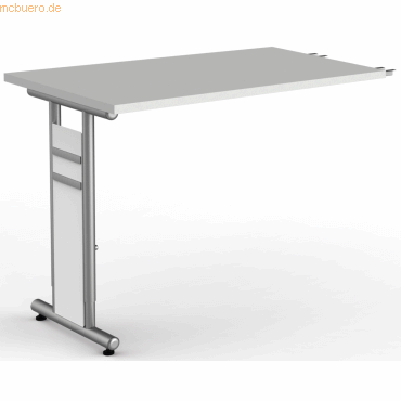 4044917431454 - Anbautisch höhenverstellbar Priola lichtgrau silber rechteckig 1000 x 600 x 680 - 820 cm