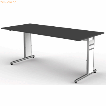 4044917431416 - Priola höhenverstellbarer Schreibtisch anthrazit rechteckig C-Fuß-Gestell silber 1800 x 800 cm 4044917431416 - Priola höhenverstellbarer Schreibtisch anthrazit rechteckig C-Fuß-Gestell silber 1800 x 800 cm