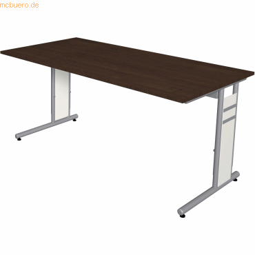 4044917431362 - Priola höhenverstellbarer Schreibtisch wenge rechteckig C-Fuß-Gestell silber 1600 x 800 cm