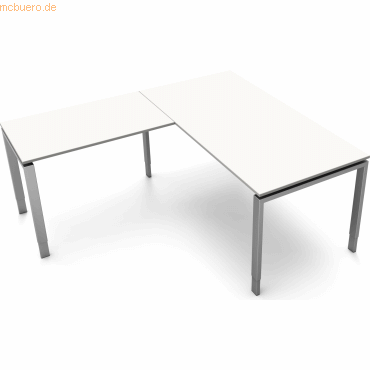 4044917436381 - Schreibtisch Form5 160 160x80x68-82cm   Anbau 100x60cm weiß